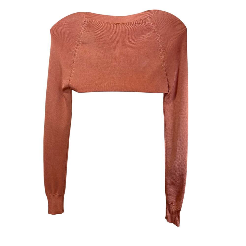 Cult Gaia NWT Women's 'Alice' Cropped Top Cardigan Knit Cantaloupe Orange Small - Picture 5 of 12